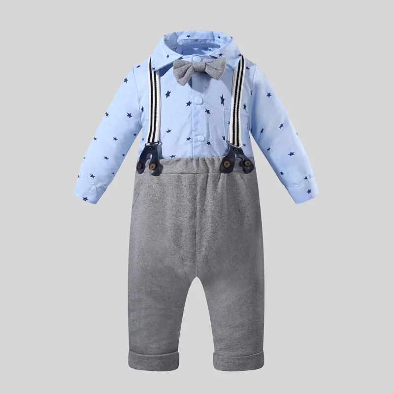 fashion 2019 spring autumn baby boy overalls infant toddler clothes set long sleeve star rompers+trousers 2 pieces outfits 6-24M