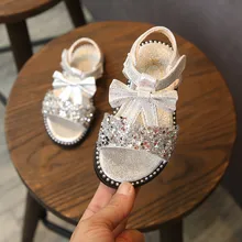 Обувь детские сандалии для девочек принцесса Бант Bling летняя обувь для девочек блестками тонкие детские сандалии# XTN