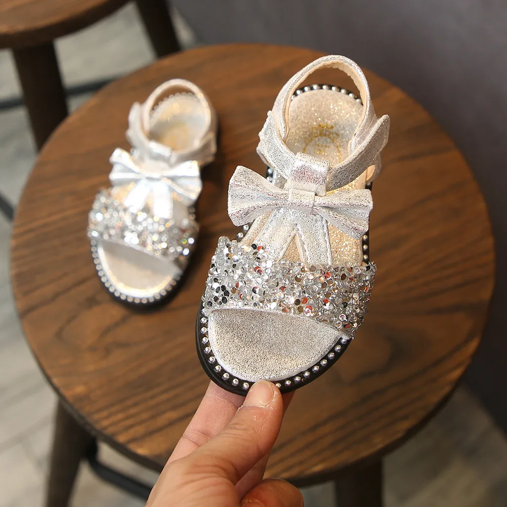 

shoes baby girl sandals princess Bowknot Bling summer shoes for girls Sequins Single kids sandals 2019 #XTN