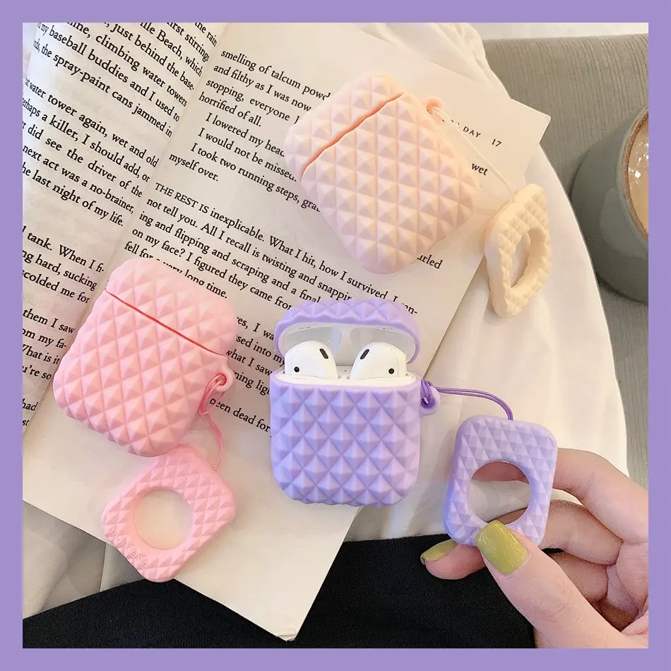 

Cute Cartoon Cactus Prickly For AirPods Case Silicone Earphone Cases For Apple Air pods 2 Cover For Earpods Diamond Ring Strap