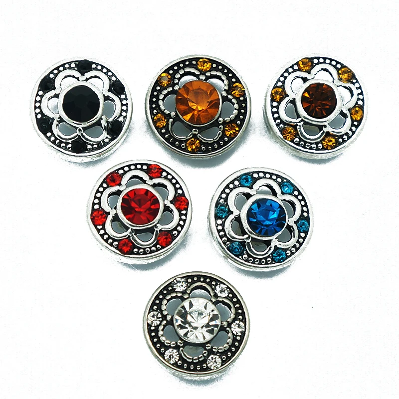 

Hot sale 10pcs beauty Hollow flowers 12MM rhinestone metal snap buttons fit DIY 12mm snap jewelry KZ9071
