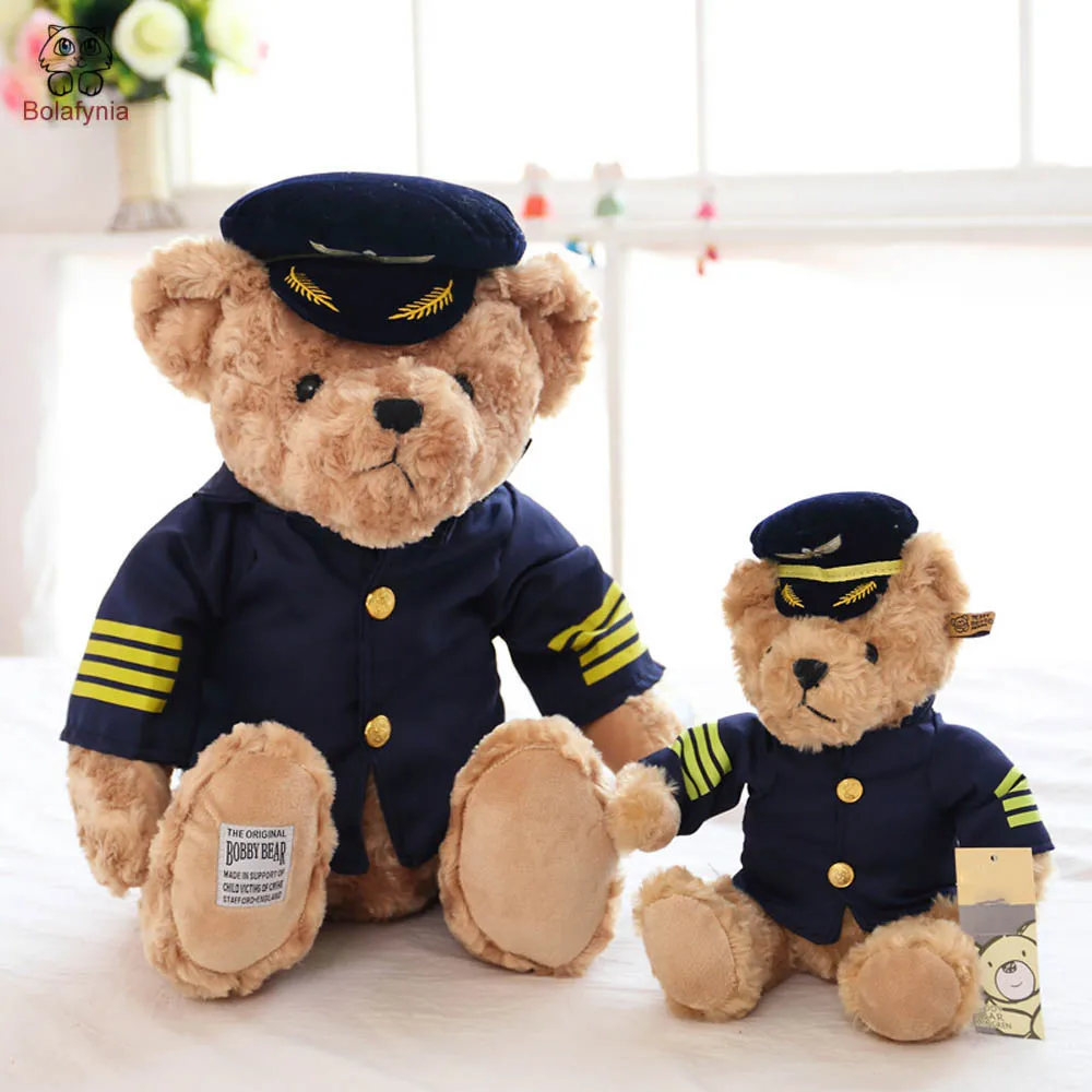 Children Plush Stuffed Toy Captain Handsome Uniform Teddy Bear for Valentine's Day Christmas Birthday Gift