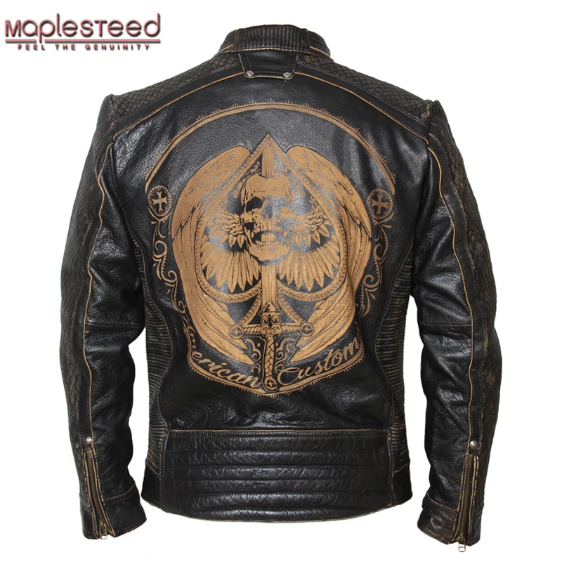 Мужская винтажная мотоциклетная куртка MAPLESTEED черный жакет из натуральной