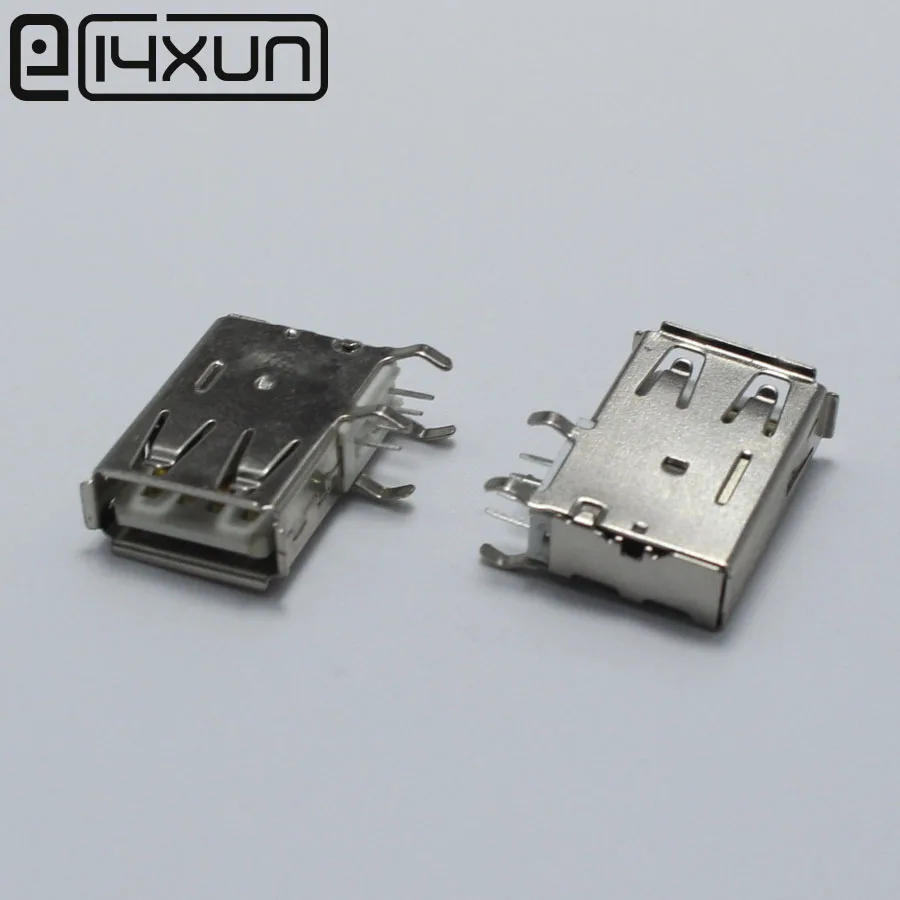 10 шт. USB тип A длинный гнездовой разъем для сварки 90 градусов правый угол