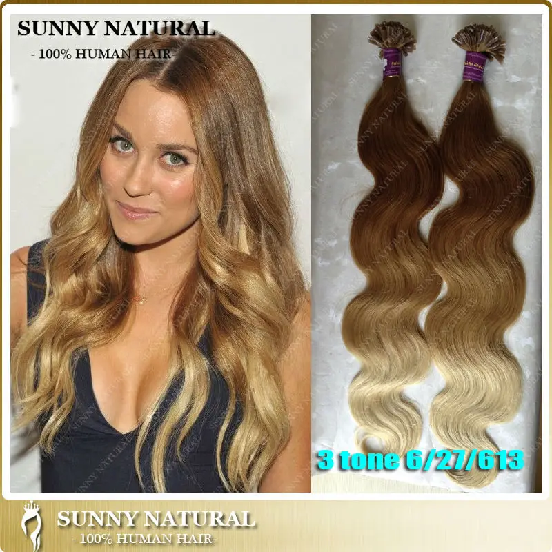 ombre u tip hair extensions fusion body wave peruvian virgin hair 6 27