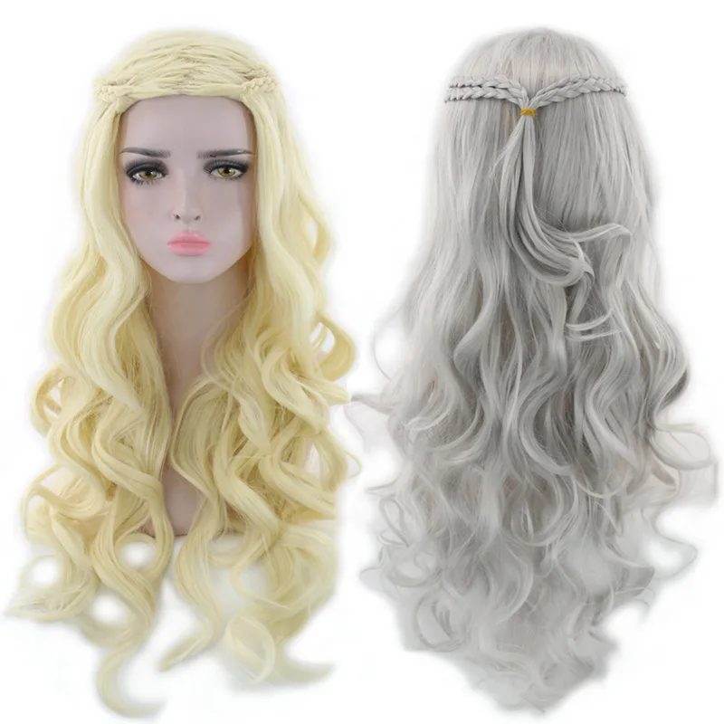 Comprar Juego de tronos Daenerys Targaryen Cosplay peluca pelo sintético largo ondulado dragón de madre pelucas disfraz de fiesta de Halloween para mujeres