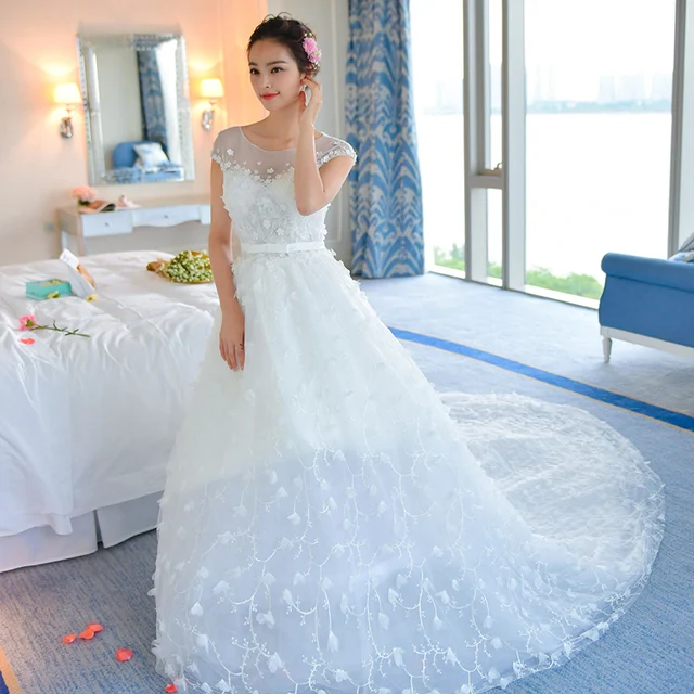 Plus Size Wedding Dress Crystal Long White Tail Plus Size Wedding Dress Crystal Long White Tail Ivory Color Slim Dresses Train