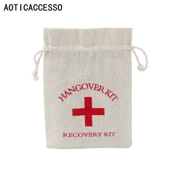 

10x14cm Bachelorette Party Hangover Kit Bags 10pcs Cotton Muslin Drawstring Pouch Wedding Event Party Favors Holder Gift Bag