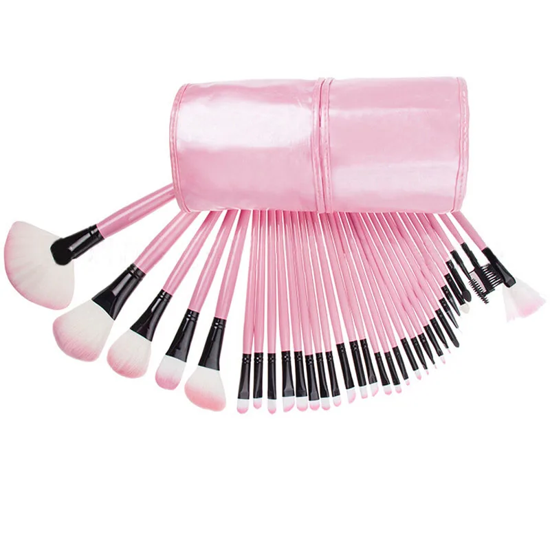 

32Pcs Pouch Bag Case Superior Soft Cosmetic Makeup Brush Set Kit PINK For Face Make Up Beauty top quality pinceis de maquiagem