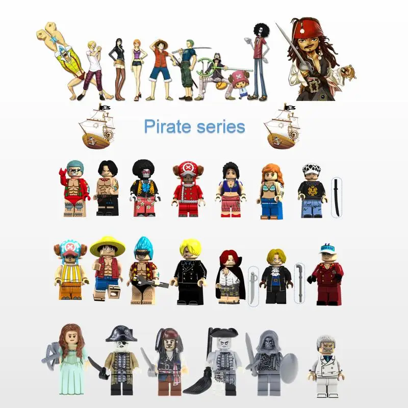 

Single Legoings figfures Pirate series One Piece Luffy Pirates of the Caribbean Jack Sparrow Building Blocks toys children gifts