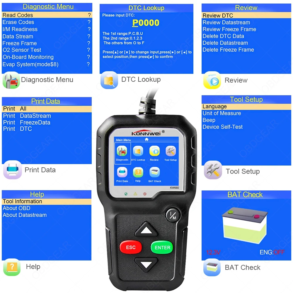 OBD2 Автосканер ODB 2 KONNWEI KW680S OBD2 автомобильный сканер с несколькими языками OBD 2 автоматический диагностический сканер на русском языке