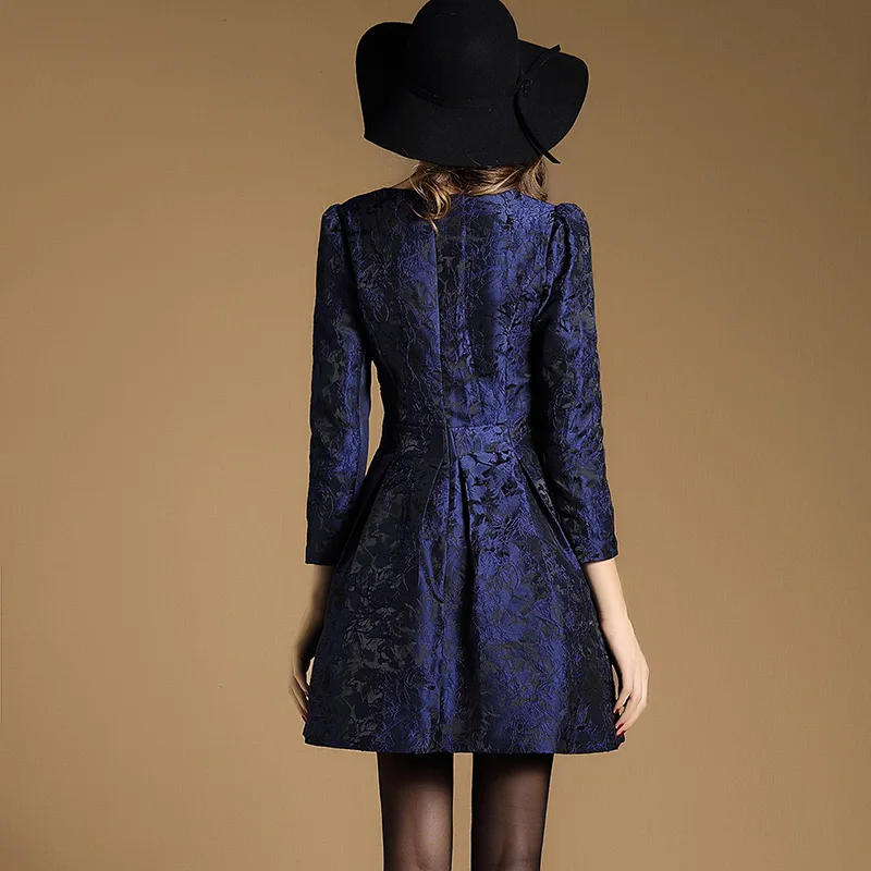 Женское жаккардовое платье с круглым вырезом длинным рукавом|clothes fashion|fashion clotheslace