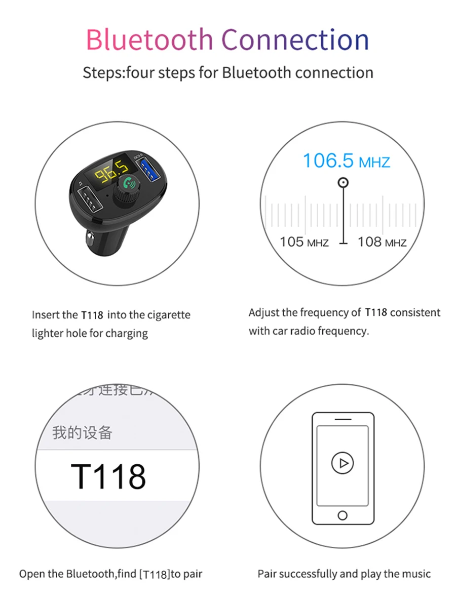 Swalle 2USB FM الارسال Aux المغير بلوتوث QC3.0 سريعة شاحن سيارة كيت يدوي الصوت MP3 لاعب 3.4A سريع الهاتف المحمول