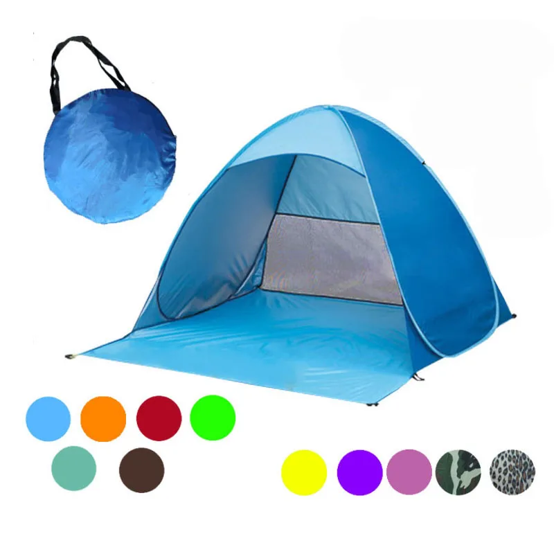 

Automatically set up camping beach shade tent to open quickly outdoor UV50+ protection pop up throw tent have many colors