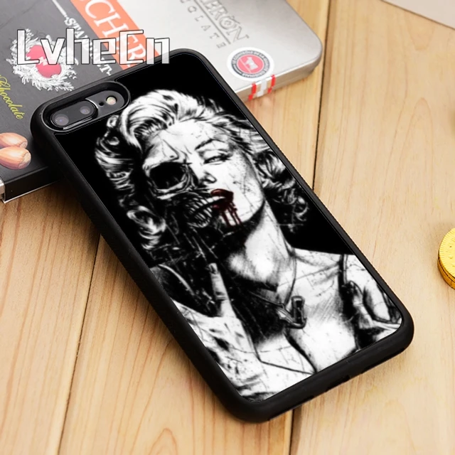 LvheCn Мэрилин Монро Чехол для телефона с черепом iPhone 5 6 s 7 8 plus 11 12 Pro X XR XS Max Samsung Galaxy S6