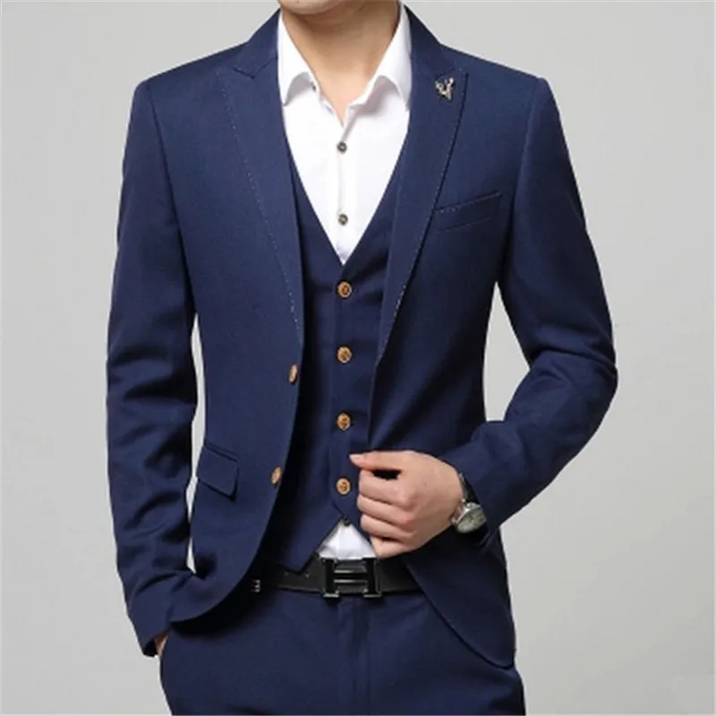 2018 Latest Coat Pant Designs Navy Blue Men Suit Formal  