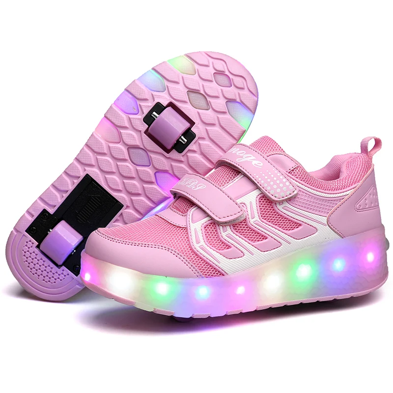 

Colorful LED Flashing Two Wheel Roller Skates Shoes for Kids Female Boy Girl Roller Skates USB LED Luminous Sneakers Heelys