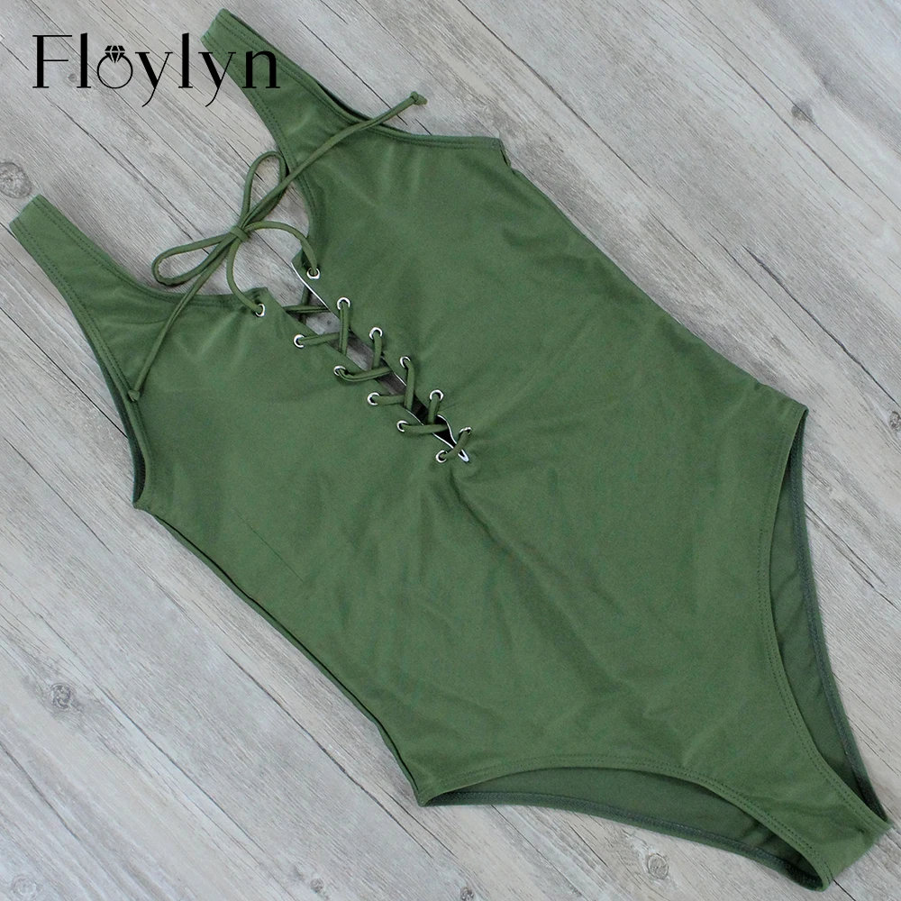 

Floylyn Lace Up Front Women Swimsuit Sexy One Piece Swimwear Monokini Swimsuit Crisscross Beachwear Swim Wear
