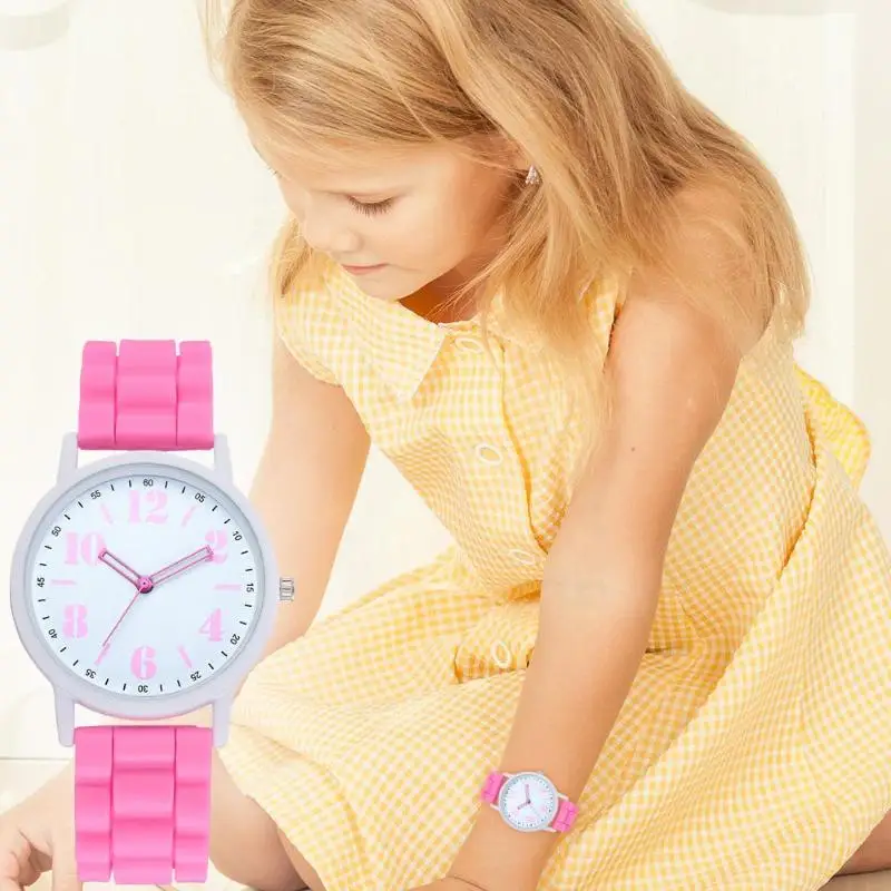Модные унисекс студенческие наручные часы аналог с силиконовым ремешком кварцевые наручные часы для мальчиков и девочек Круглый