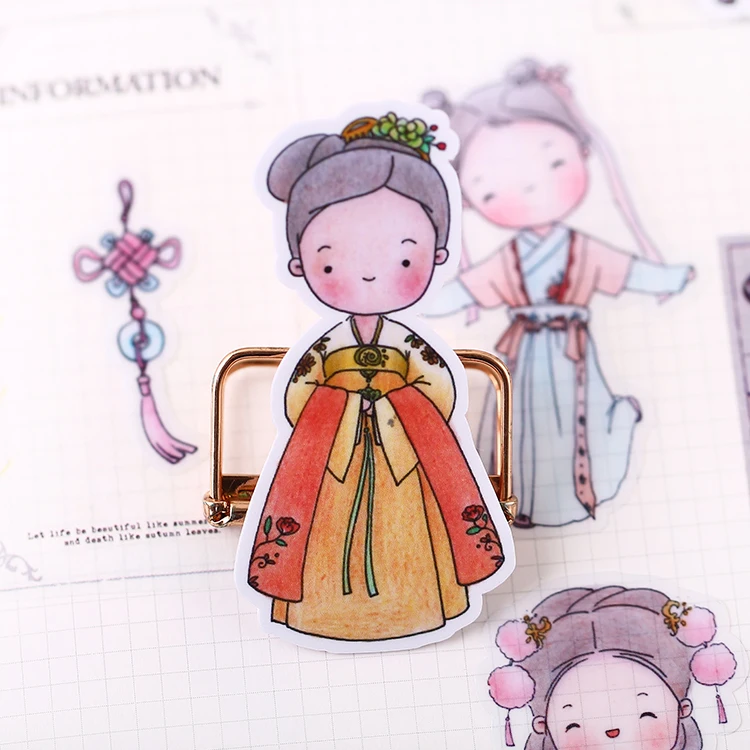 20 шт.+ маленький 18 шт. Справочник милый мультфильм девушка карты наклейки Руководство украшение полупрозрачный инструмент маленький материал Hanfu девушка