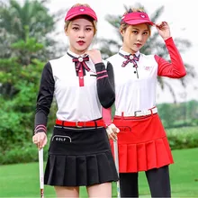 PGM летние женские мини клетчатые юбки рубашка для гольфа костюм одежда с длинным рукавом удобный тонкий солнцезащитный крем для загара на открытом воздухе