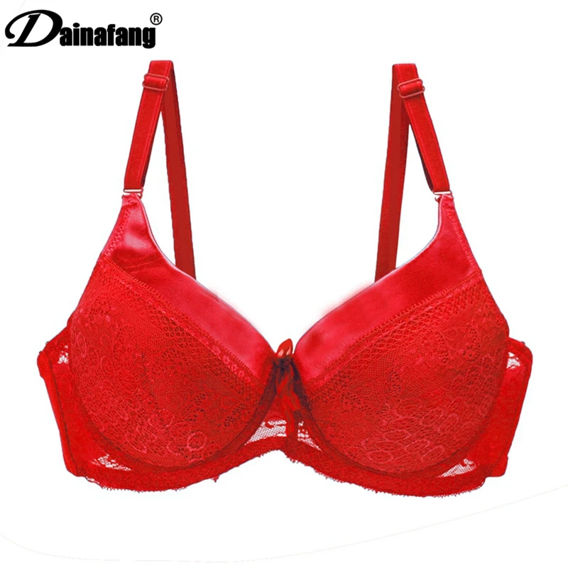 

DaiNaFang Brand BCDE Cup Large Size Bras Back Closure Womens Underwear Bow Push Up Sexy Lady Female Lingerie Brassiere