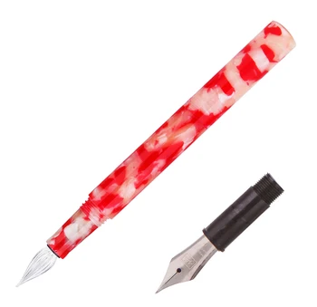 

Wanwu Creative Celluloid Red-White Mini Glass Dip Pen & Fountain Pen Pocket EF/F/Small Bent Nib Colorful Pen & Box Gift Set