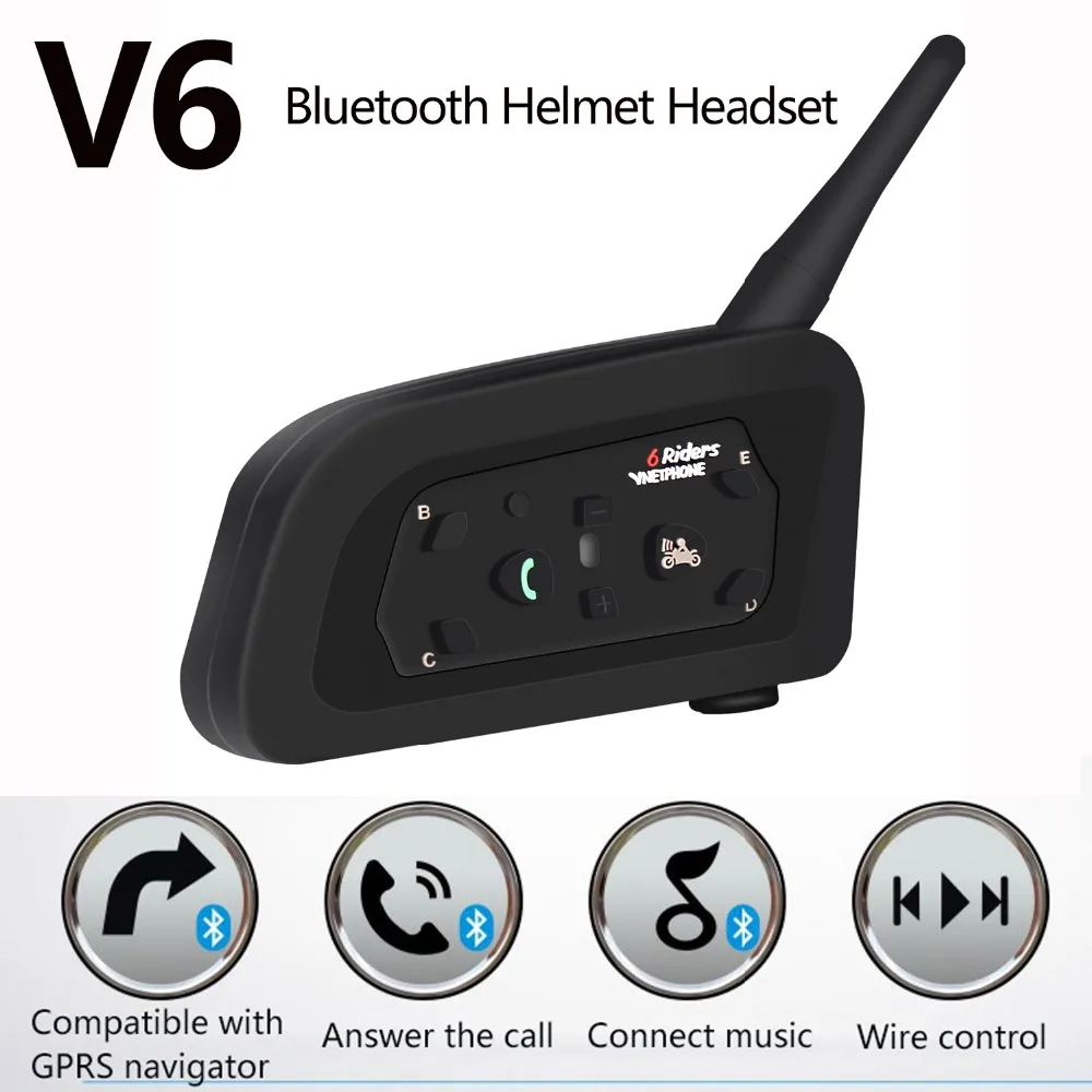 V6 система внутренней связи для шлема Bluetooth гарнитура MP3 850 мАч мотоцикл Comunicador домофонная система стабильные наушники Динамик для 5 всадников