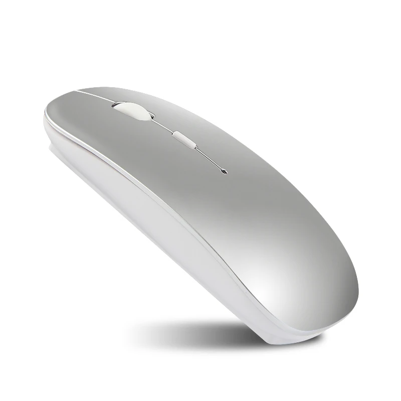 Bluetooth мышь для Xiaomi Mac Macbook Air Pro для ноутбука Win10 Беспроводная перезаряжаемая Бесшумная игровая мышь - Цвет: Серебристый