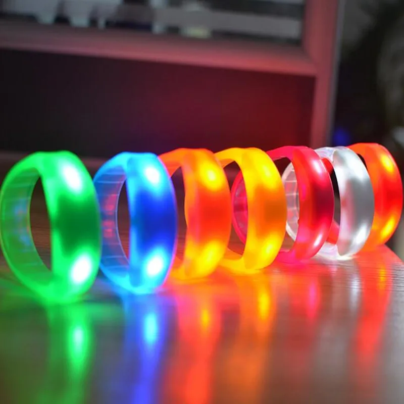 

Adults Plastic Voice Control LED Glowing Wristband Flashing Bracelet Bangle Nightclub Disco Glow Party Toy
