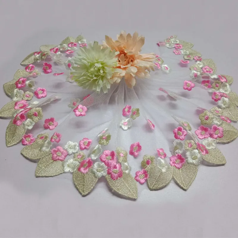 

3Y-5Yard/Lot Handmade DIY Clothing Accessories Colorful Embroidery Lace Fabric Curtains Pink/ Purple/Rosa/Leaf Lace Trim 18CM