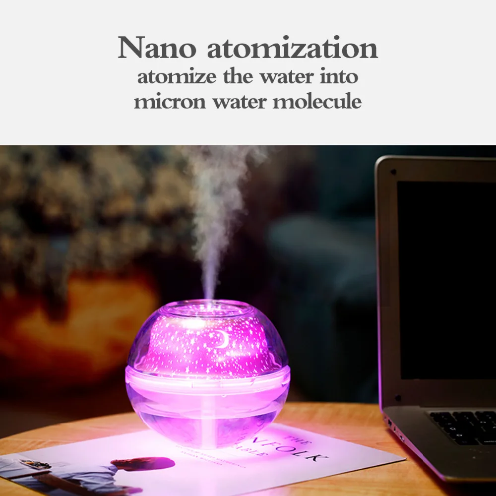  500ML Ball Humidifier with Aroma Lamp Essential Oil Ultrasonic Electric Aroma Diffuser Mini USB Air
