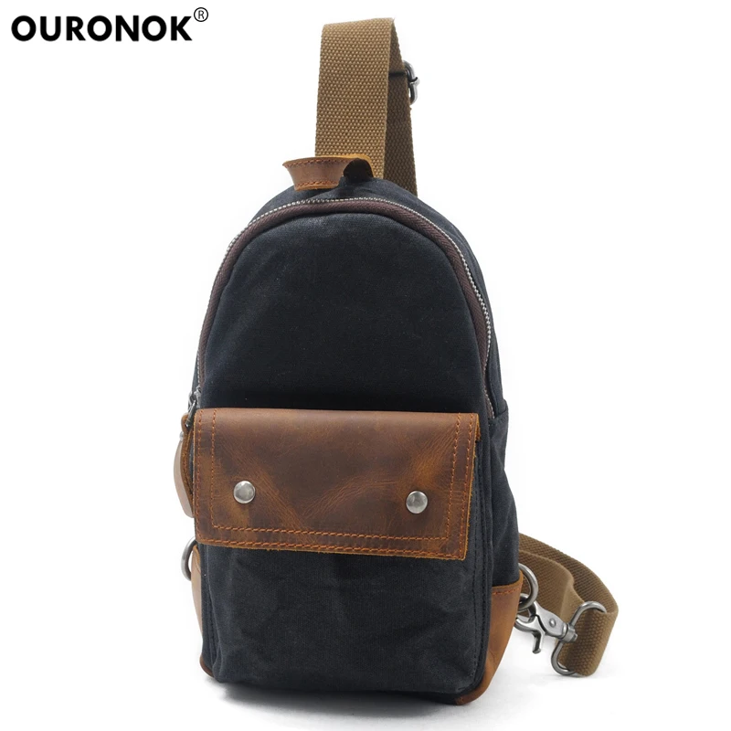 

OURONOK Simple Single Shoulder Bag Casual Canvas Chest Bag For Men And Women Small Chest Bag Anti Theft Crossbody Bags Shoulder