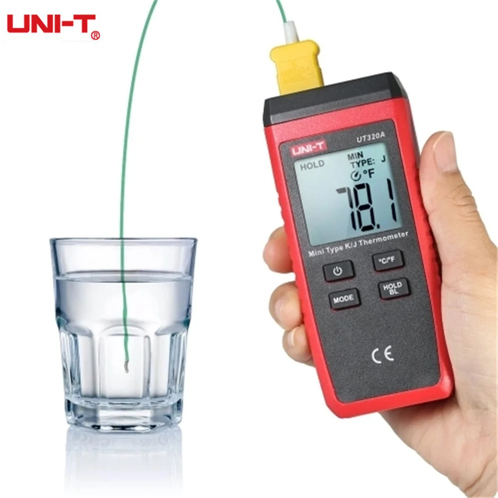

UNI-T UT320A UT320D Mini LCD Contact Type Thermometer Dual-channel K/J Thermocouple Probe Selection