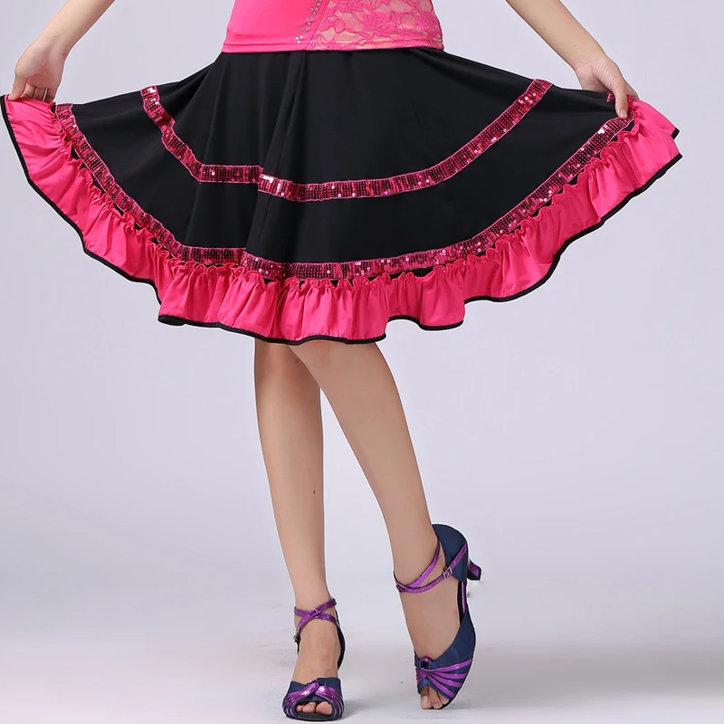Square dance costume sequined skirt Latin dance milk silk skirtin
