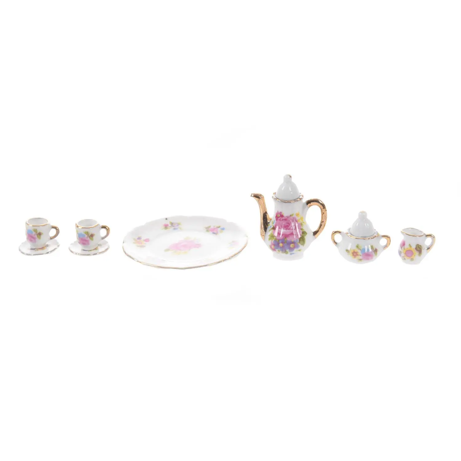 8pcs Dollhouse Miniature Dining Ware Porcelain Tea Set Dish Cup Plate -Pink Rose | Игрушки и хобби