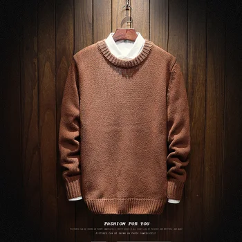 

Men Autumn Winter Warm Sweaters New Male Thicker Warm Casual Pullovers Men O-neck Solid Sweaters Size XL