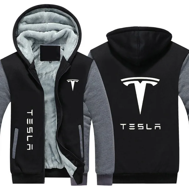 

Dropshipping Winter New Tesla Brand Cars Logo For Men Hooded Print Harajuku Thicken Warm Hoodies Sweatshirts Jacket Tops US Size
