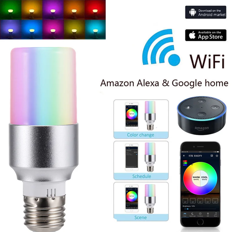

Smart WIFI Bulb Dimmable LED Bulb Light Bulb Multicolor Wake-Up Lights APP Remote Control Homekit Works with Alexa Google Home