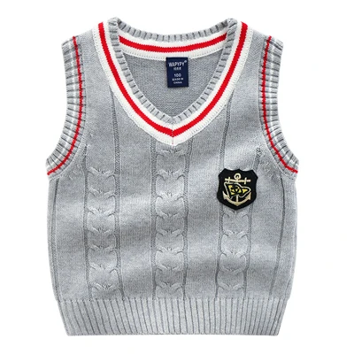 DIMUSI осень Вязаная жилетка для мальчиков хлопок теплый вязаный жилет без рукавов свитер пуловер BC147 - Цвет: gray