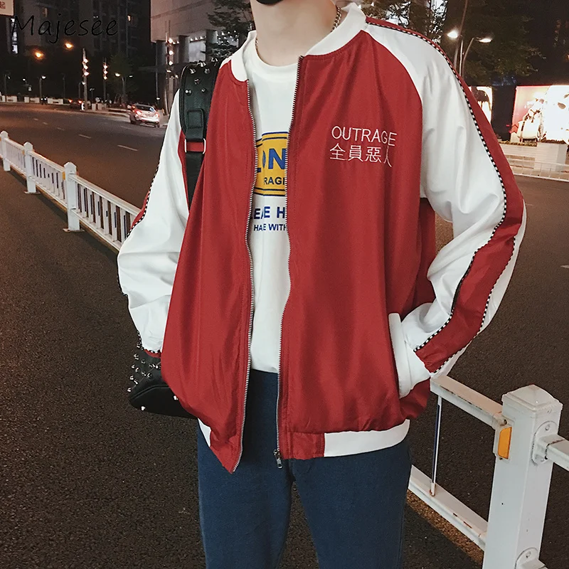 

Jackets Men O-Neck Zipper Leisure Letter Printed Loose Pockets Simple All-match Korean Style Coats Mens Harajuku Chic Jakcet