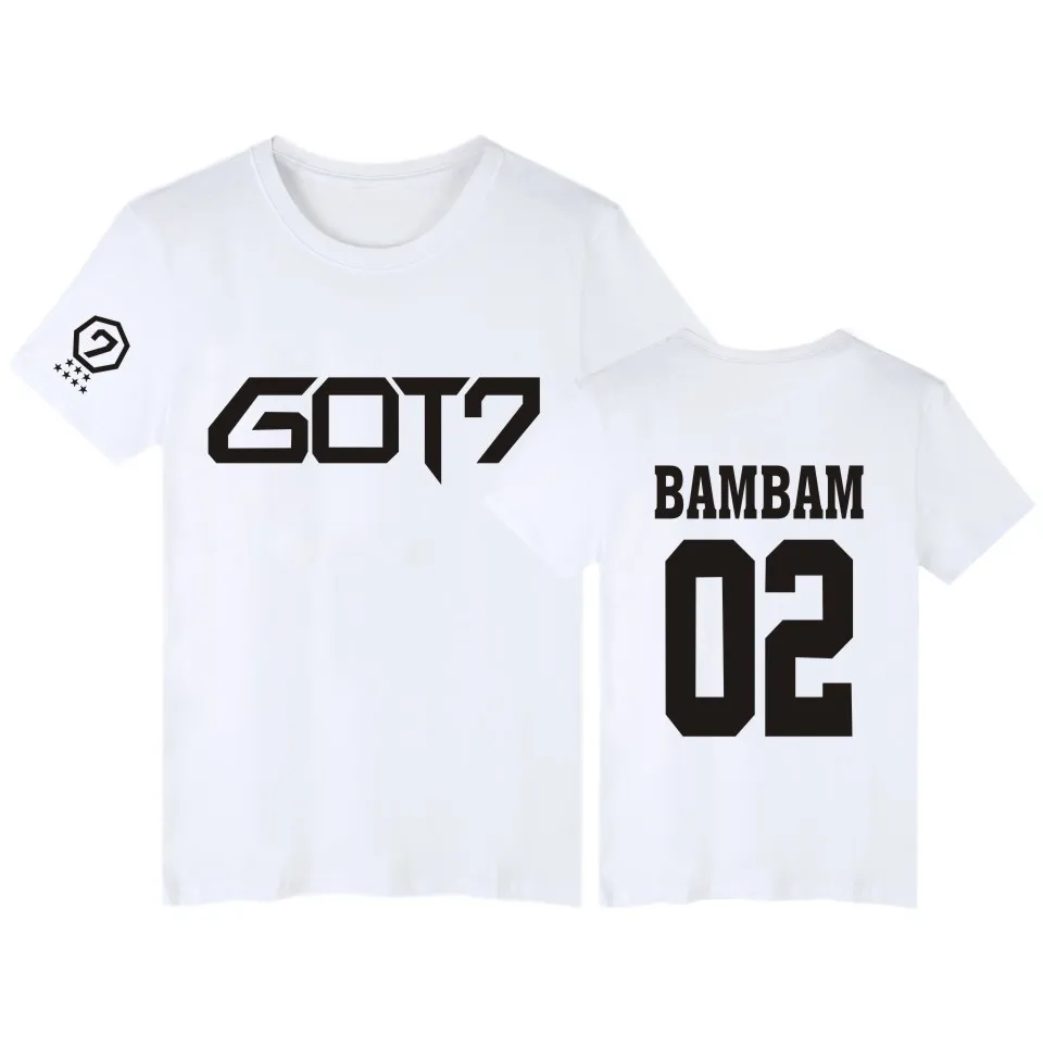 LUCKYFRIDAYF GOT7 Kpop BAMBAM короткий рукав Футболка Для женщин s брендовая одежда в стиле «хип-хоп» Джексон летняя футболка женская Забавный корейский футболка Для женщин - Цвет: white