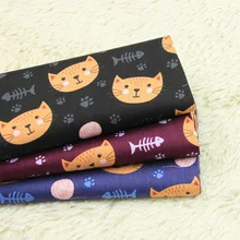 Половина ярда тонкий хлопок ткань с принтом кота, ручной работы DIY одежды платье детская одежда хлопок A860