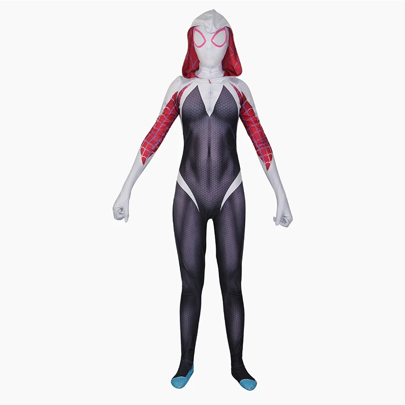Человек-паук косплей костюм паук Гвен 3D Анти-Веном костюм паук Гвен Стэйси Женское боди комбинезоны зентай Хэллоуин Cos одежда - Цвет: 01