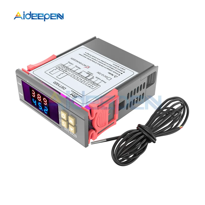 DST1020 DC 12 V-72 V AC 110-230V двойной Дисплей Цифровой термостат регулятор влажности воздуха DS18B20 Сенсор Водонепроницаемый зонд