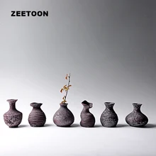 Дзен японский стиль цветочное искусство винтажная грубая керамическая ваза ржавая глазурь жардиньерка горшок настольные цветы банка креативный домашний декор
