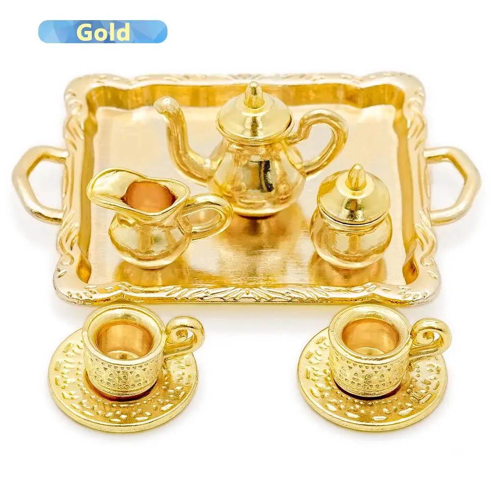 Odoria 1:12 миниатюрный набор из 8 чайных чашек блюдо с заварочным чайником кукольный домик кухонная посуда столовая украшение изделия