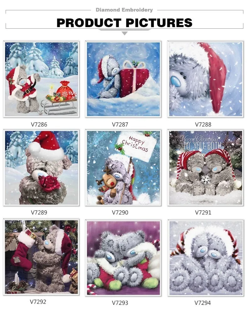 EverShine Diamond Embroidery Cartoon Bear DIY Full Square Diamond Painting Cross Stitch Mosaic Christmas Decoration For Home