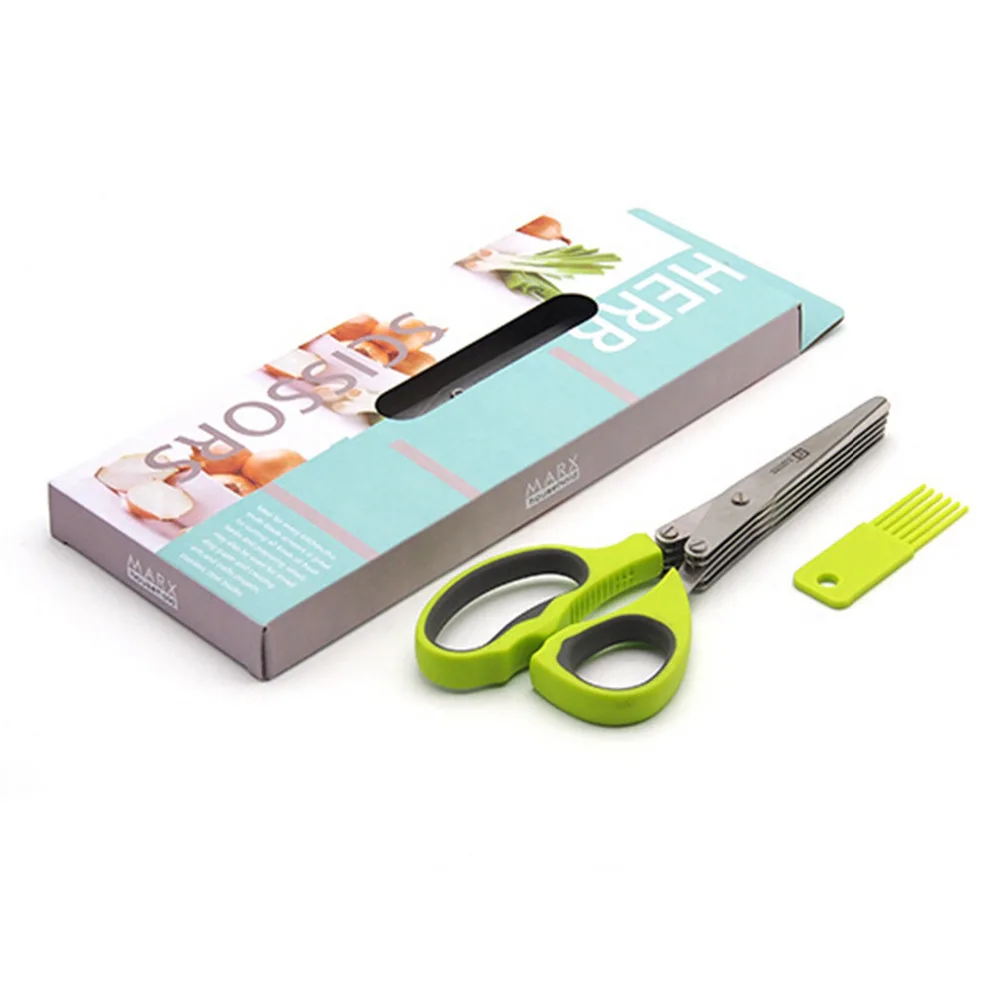 2017 New 5 layers Stainless Steel Kitchen Scissors Kitchen Tools Five Green Onion Cut Multifunction Knife