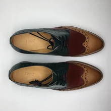 Классическая женская обувь из натуральной кожи в стиле ретро; модная повседневная обувь смешанных цветов с перфорацией; кожаная обувь; большие размеры 40